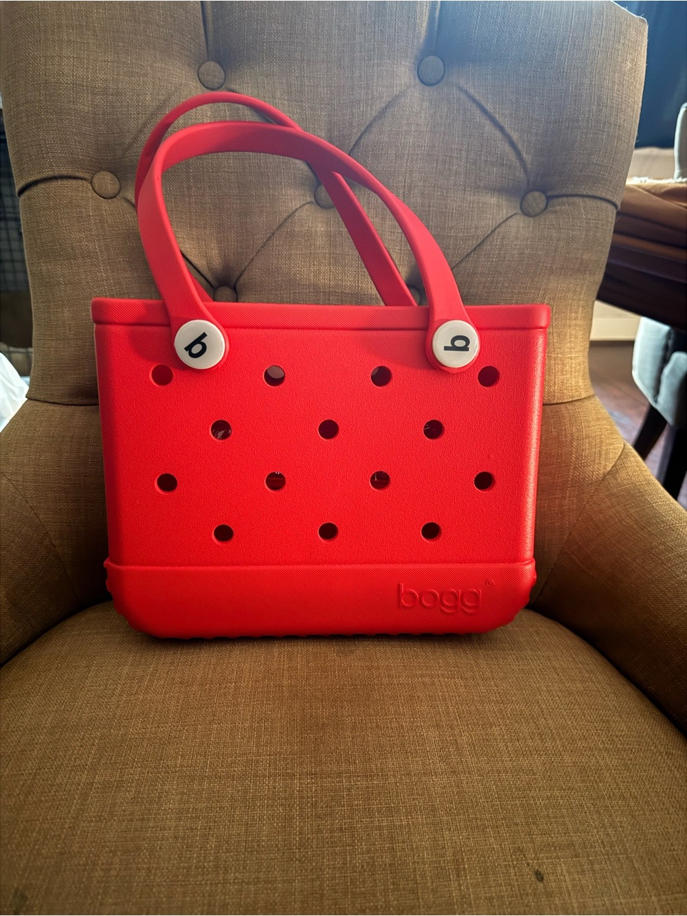 BOGG BAG Red Perforated Tote with White Logo Buttons The Bitty Bogg® Bag
